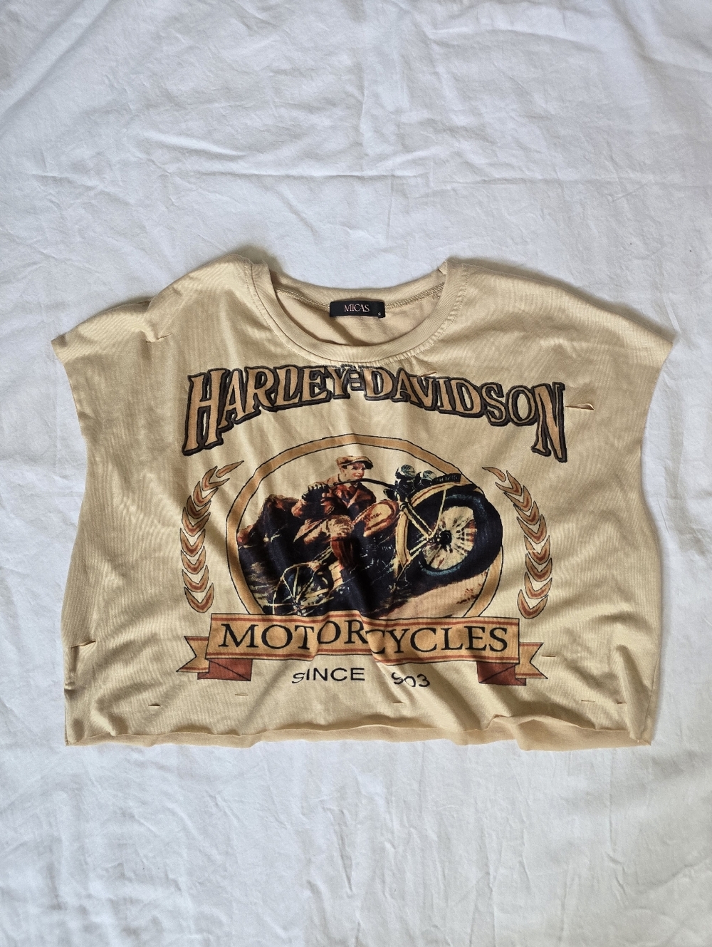 Harley-Davidson Beige Graphic Crop Tee